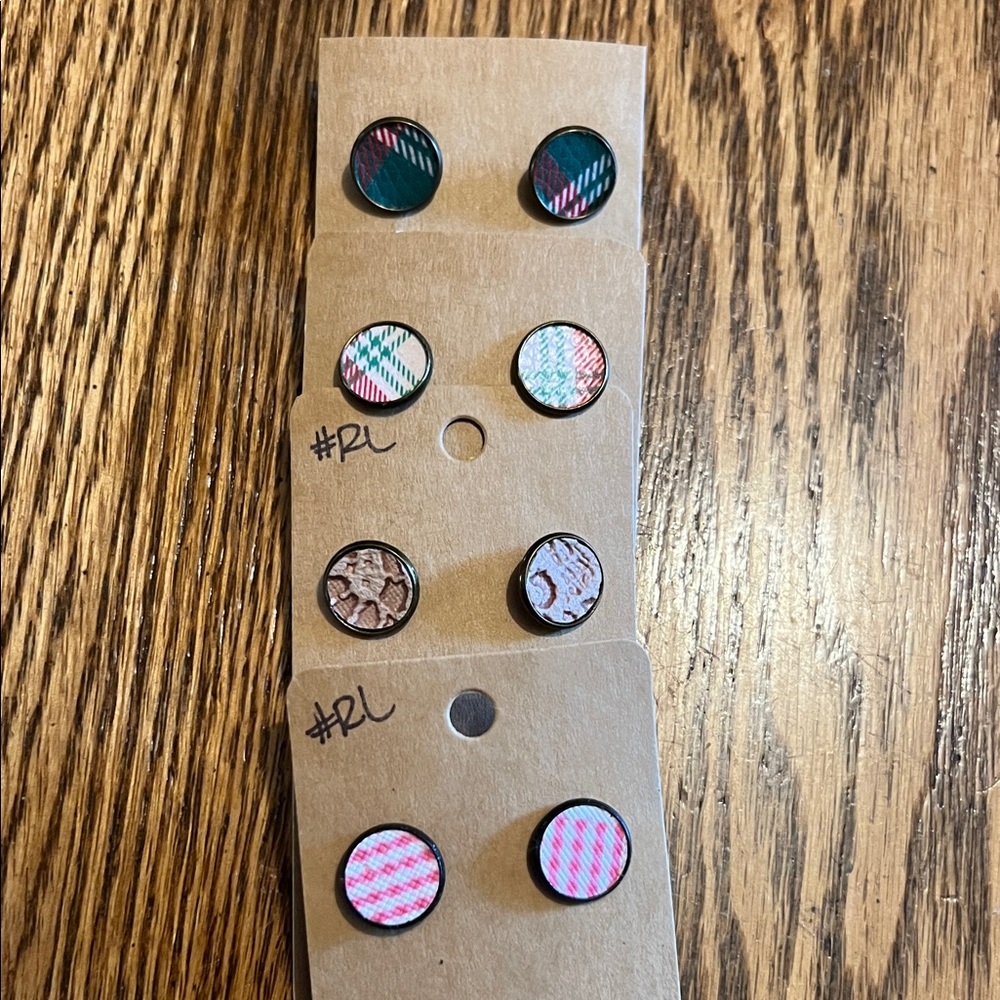 Trendy Patterned Stud Earrings Set